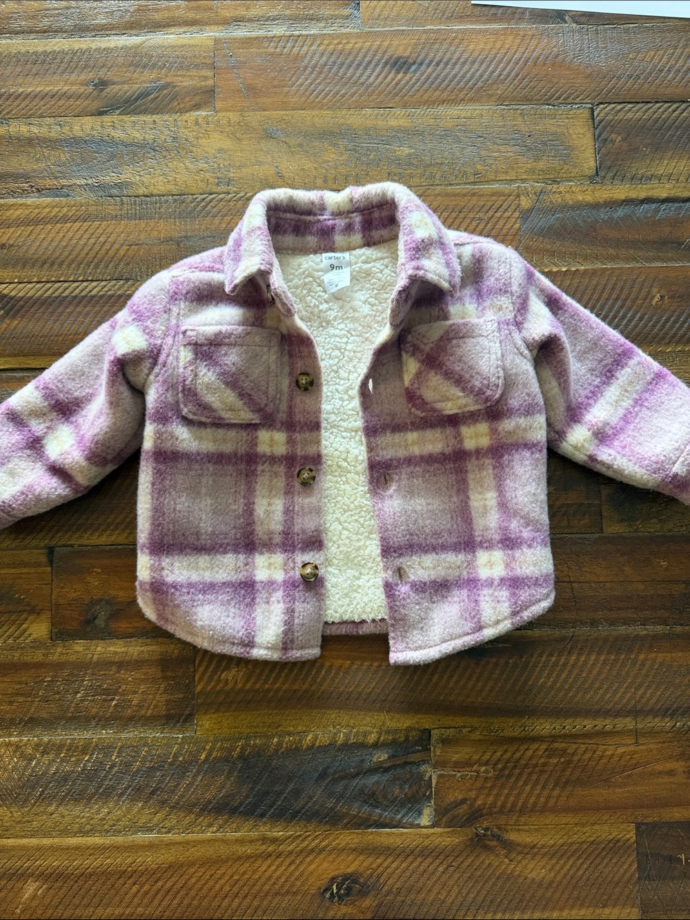Carter's Purple Plaid Sherpa-Lined Button Jacket